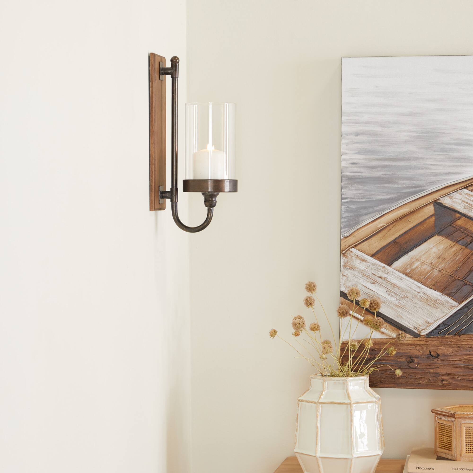 Brown Fir Farmhouse Wall Sconce, 16" x 5"